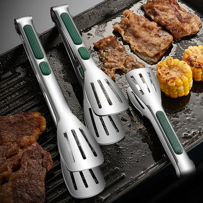 1pc Non-Slip Stainless Steel Food Tongs