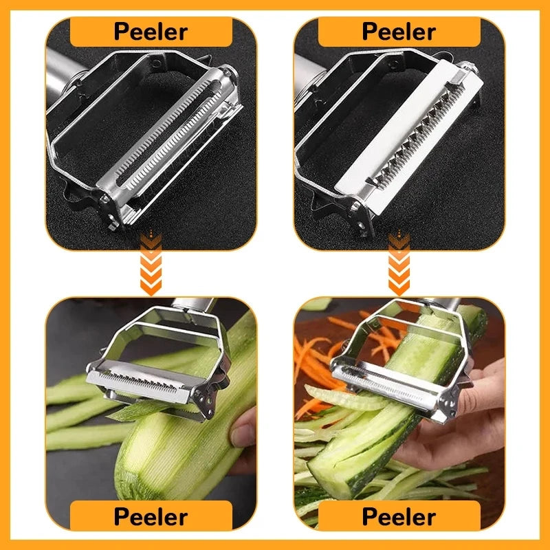 Kitchen Vegetable Peeler Stainless Steel 4-1